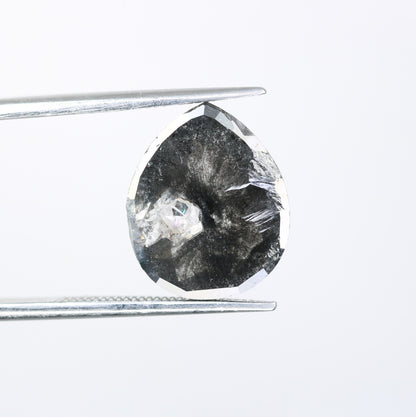 5.15 CT Pear Shape Salt and Pepper Diamond | Rustic Loose Gem for Custom Engagement Ring | Unique Statement Piece for Gold Jewelry