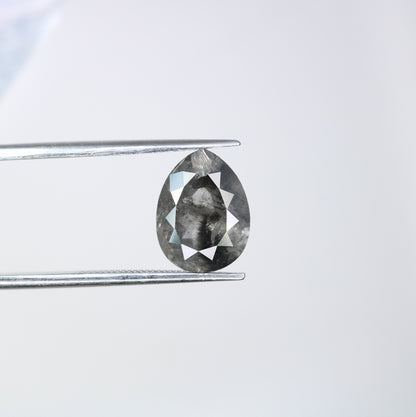 3.25 CT Natural Polished Salt and Pepper Pear Diamond | Loose Rustic Gem for Custom Designer Jewelry | Unique Accent for Gold Rings