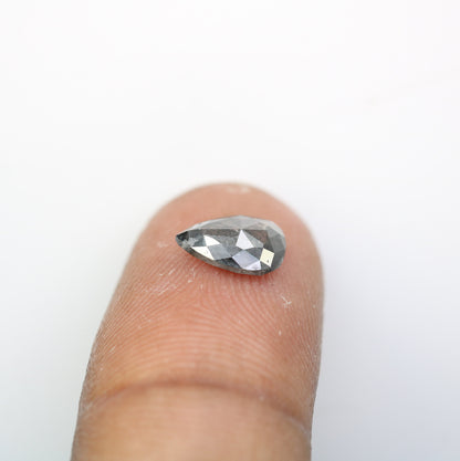 1.08 CT Natural Pear Shape Salt and Pepper Diamond | Loose Polished Gem for Custom Engagement Ring | Unique Opaque Clarity Gold Jewelry