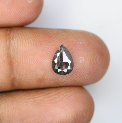 1.08 CT Natural Pear Shape Salt and Pepper Diamond | Loose Polished Gem for Custom Engagement Ring | Unique Opaque Clarity Gold Jewelry