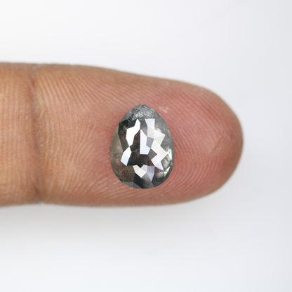 3.25 CT Natural Polished Salt and Pepper Pear Diamond | Loose Rustic Gem for Custom Designer Jewelry | Unique Accent for Gold Rings