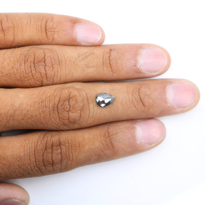 1.08 CT Natural Pear Shape Salt and Pepper Diamond | Loose Polished Gem for Custom Engagement Ring | Unique Opaque Clarity Gold Jewelry