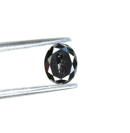 0.44 CT Oval Rustic Black Diamond | Wedding Gift, Engagement Gift, Gift for Wife | Natural Black Diamond for Gold Ring