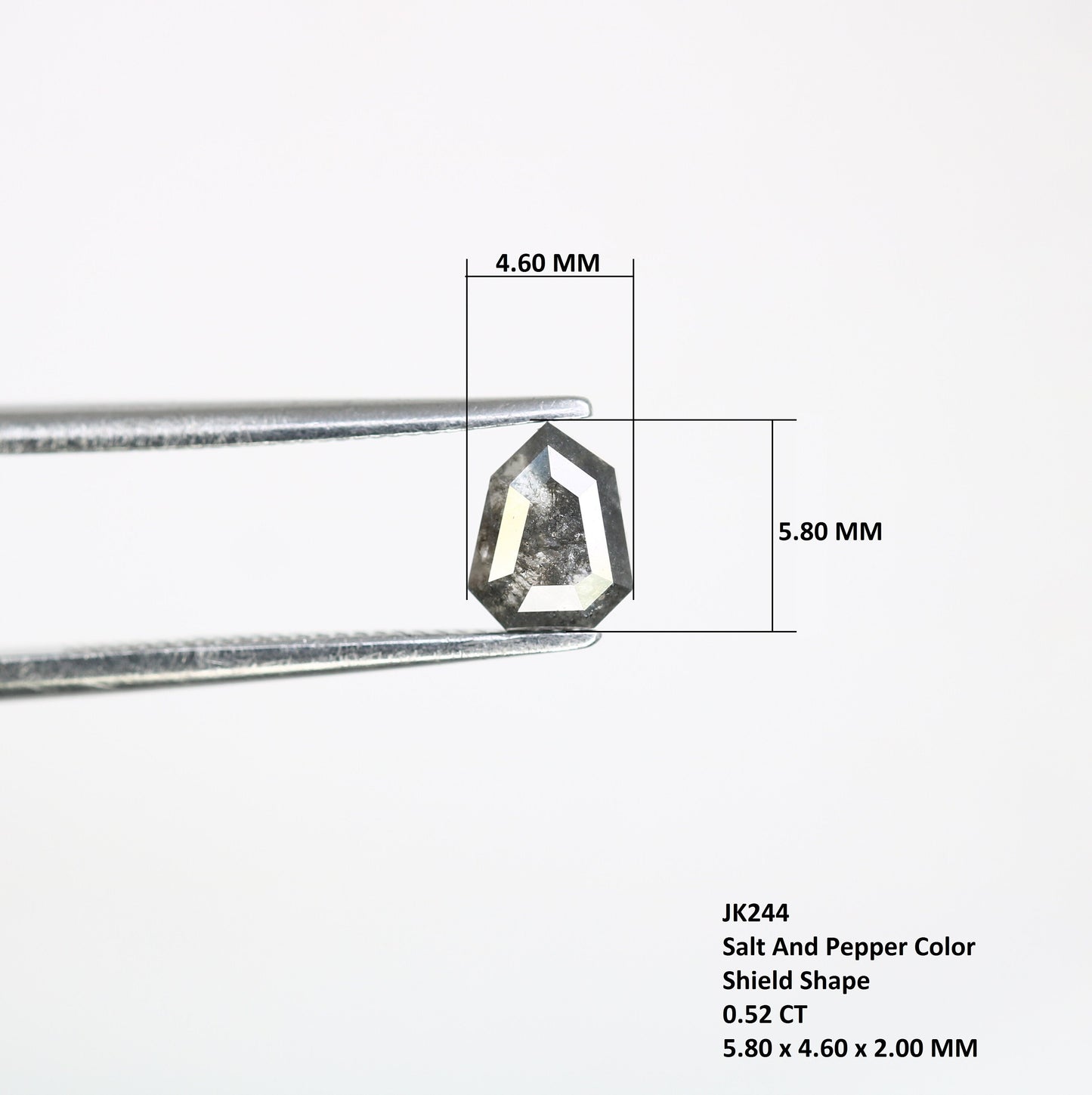 0.52 CT Salt and Pepper Unique Loose Diamond, Shield Cut for Handmade Necklace Pendant, Fancy Diamond Engagement Gold Ring For Women