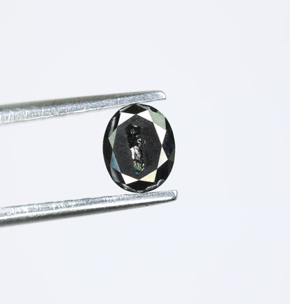 0.44 CT Oval Rustic Black Diamond | Wedding Gift, Engagement Gift, Gift for Wife | Natural Black Diamond for Gold Ring