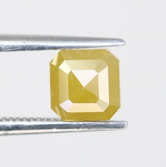 1.18CT Natural Loose Yellow Colour Rustic  Asscher Cut Diamond For Fancy Ring JweleryFor Gold Ring Diamonds