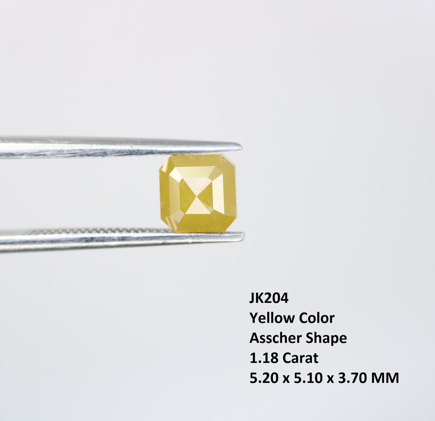 1.18CT Natural Loose Yellow Colour Rustic  Asscher Cut Diamond For Fancy Ring JweleryFor Gold Ring Diamonds