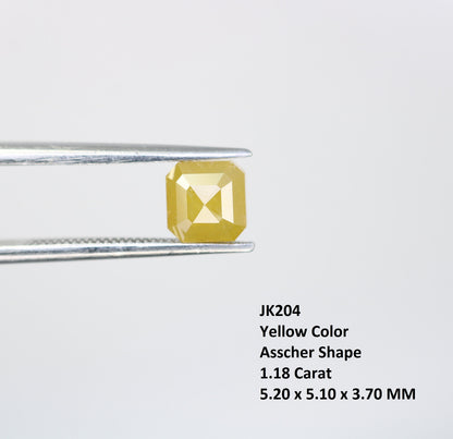 1.18CT Natural Loose Yellow Colour Rustic  Asscher Cut Diamond For Fancy Ring JweleryFor Gold Ring Diamonds