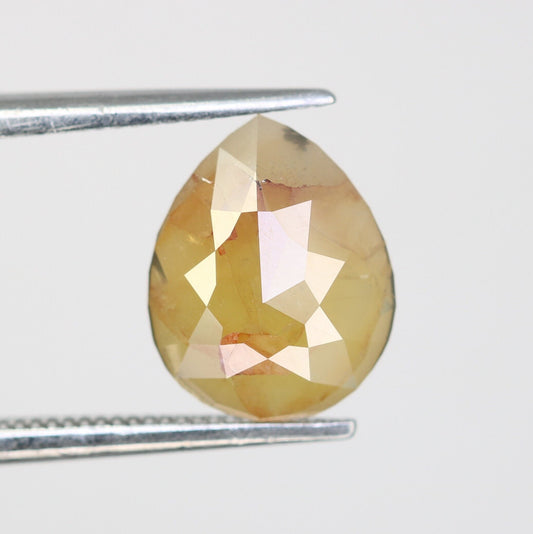1.60 CT Loose Fancy Peach Pear Cut Diamond | Polished Gem for Custom Wedding Ring | Unique Gold Jewelry for Engagement