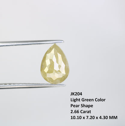 2.66 CT Natural Green Pear Cut Diamond | Loose Polished Rustic Gem for Custom Wedding Jewelry | Unique Accent for Gold Rings