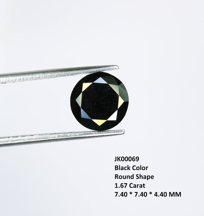 1.67 CT Fancy Black Round Brilliant Cut Diamond | Ideal for Custom Jewelry | Perfect Gift for Girlfriend, Wife, or Anniversary |