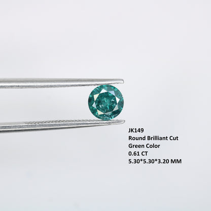 0.61 CT Rustic Polished Green Diamond | Brilliant Cut Green Diamond for Eternity Bands and Gold Rings | High-Quality Loose Gemstone