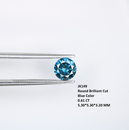 0.61 CT 5.30 MM Round Brilliant Cut Rustic Polished Fancy Blue Diamond | Ideal for Gold Rings | High-Quality Loose Gemstone for Jewelry