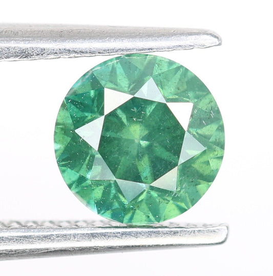 0.65 CT Fancy Green Round Brilliant Cut Loose Diamond | Polished Gemstone for Wedding Rings and Gold Jewelry | High-Quality Custom Design