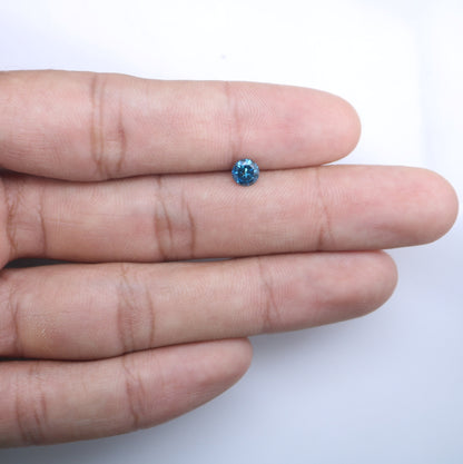 0.61 CT 5.30 MM Round Brilliant Cut Rustic Polished Fancy Blue Diamond | Ideal for Gold Rings | High-Quality Loose Gemstone for Jewelry