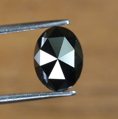 1.46 CT Oval Black Galaxy Diamond | Natural Loose Gemstone for Promise Ring, Gift for Her, Jewelry Making