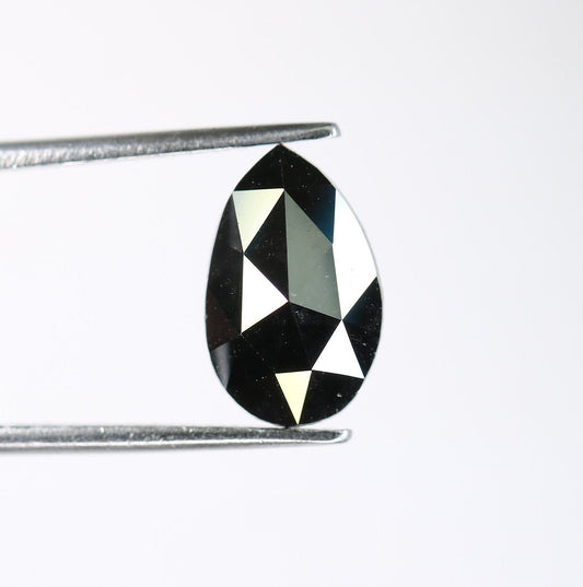 1.86 CT 7MM Fancy Black Pear Shape Diamond | Polished Loose Salt and Pepper Gem for Custom Designer Jewelry | Perfect for Rings, Necklaces