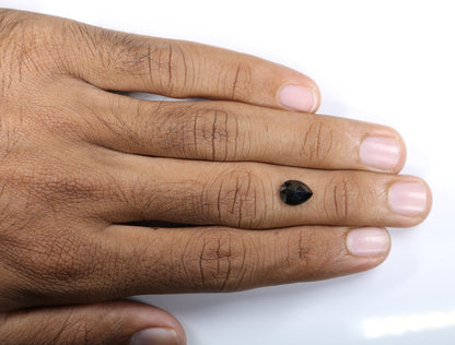 1.75 CT Natural Pear Shape Rustic Black Diamond | Loose Polished Salt and Pepper Gem for Custom Gold Ring | Ethical Engagement Jewelry Piece