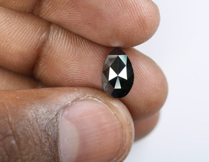 1.86 CT 7MM Fancy Black Pear Shape Diamond | Polished Loose Salt and Pepper Gem for Custom Designer Jewelry | Perfect for Rings, Necklaces