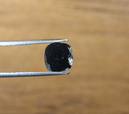 1.45 CT Unique Cushion Cut Black Polished Diamond | Loose Colored Diamond for Engagement Ring, Gold Ring