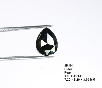 1.93 CT Natural Black Pear Cut Polished Diamond | Elegant Gem for Custom Engagement Ring | Unique Mother’s Day Gift