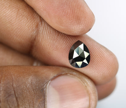 1.71 CT Loose Black Fancy Pear Cut Diamond | Ideal Gem for Custom Halo Engagement Ring | Unique Gold Jewelry Accent | Ethical Diamond Option