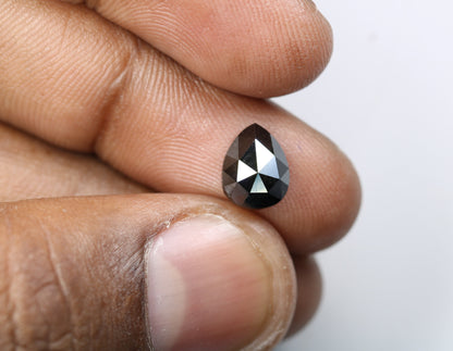 1.93 CT Natural Black Pear Cut Polished Diamond | Elegant Gem for Custom Engagement Ring | Unique Mother’s Day Gift