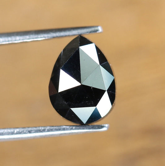 1.71 CT Rustic Pear Cut Black Fancy Diamond | Loose Gem for Custom Engagement Ring | Unique Gold Ring Accent |Ethical Natural Diamond Choice
