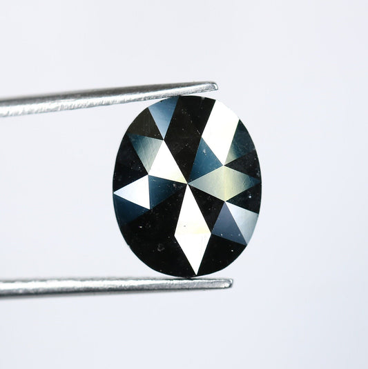 2.97 CT Polished Oval Cut Black Fancy Diamond | Loose Diamond for Engagement Ring, Gold Ring