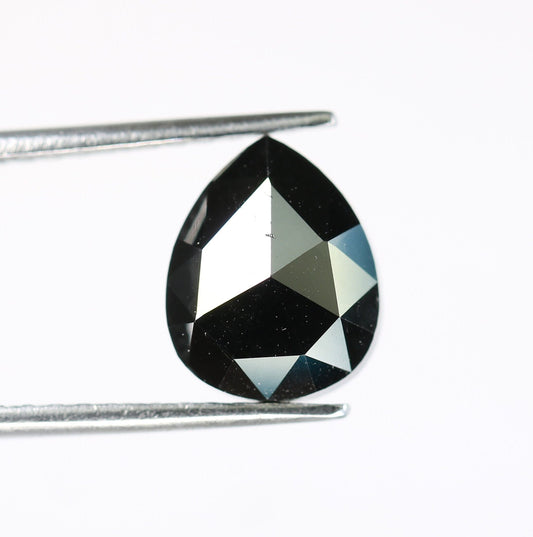 3.48 CT Heated Black Pear Shape Diamond | Natural Loose Gem for Unique Jewelry Designs | Salt and Pepper Accent for Fancy Creations