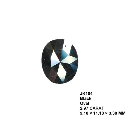 2.97 CT Polished Oval Cut Black Fancy Diamond | Loose Diamond for Engagement Ring, Gold Ring
