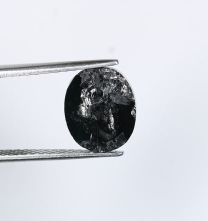 4.10 CT Natural Loose Oval Salt and Pepper Diamond | Oval Rose Cut Loose Diamond for Pendant, Ring, Earrings