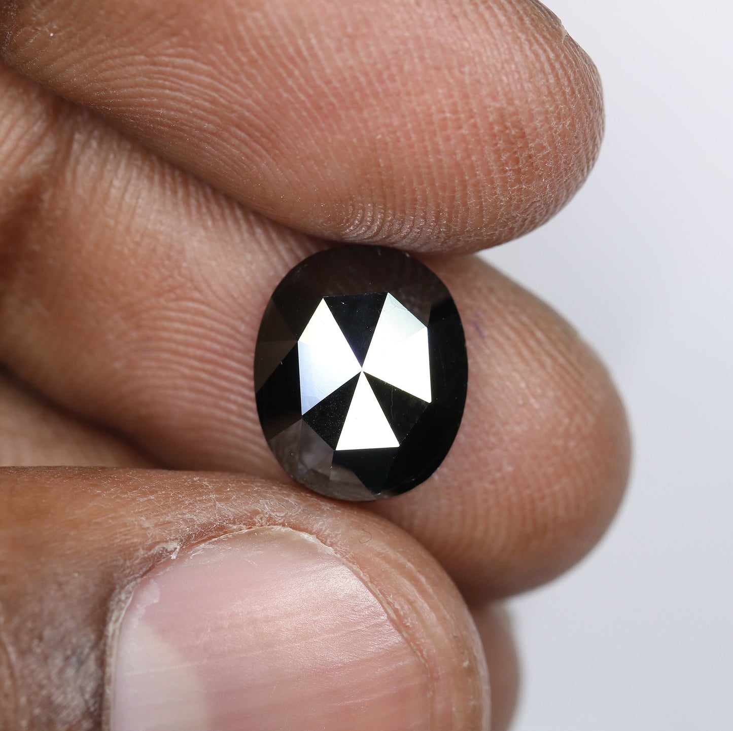 4.10 CT Natural Loose Oval Salt and Pepper Diamond | Oval Rose Cut Loose Diamond for Pendant, Ring, Earrings