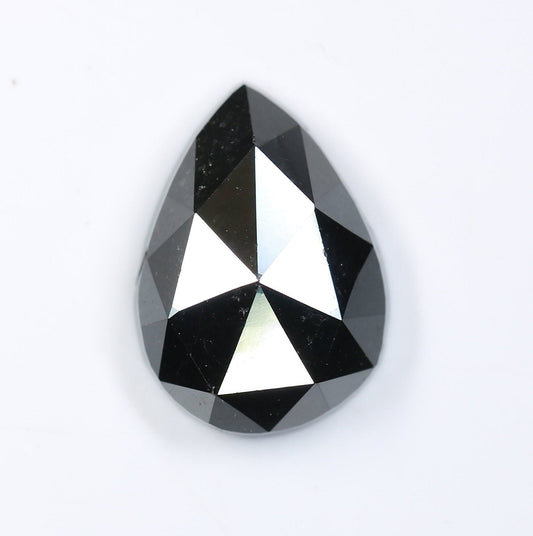 4.58 CT Natural Pear Shape Black Polished Diamond | Loose Gem for Custom Wedding Ring | Elegant Gold Ring Accent Option