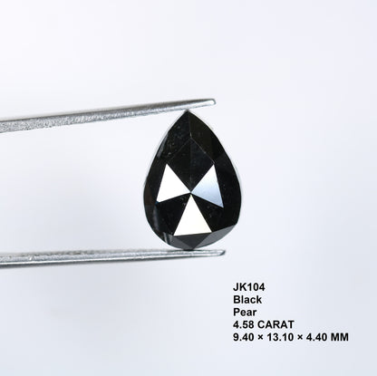 4.58 CT Natural Pear Shape Black Polished Diamond | Loose Gem for Custom Wedding Ring | Elegant Gold Ring Accent Option