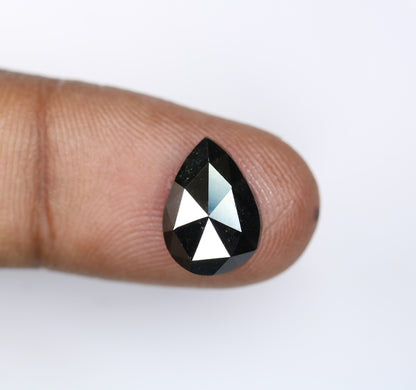 4.58 CT Natural Pear Shape Black Polished Diamond | Loose Gem for Custom Wedding Ring | Elegant Gold Ring Accent Option
