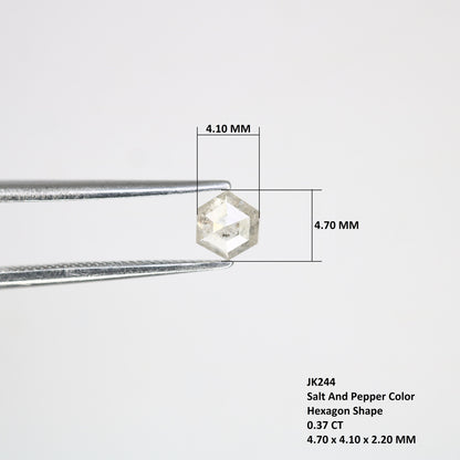 0.37 CT Natural Loose Hexagon - Salt and Pepper Hexagon For Rings - Rings Gifts For Wedding -  Fancy Gift for Her - Handmade Diamond