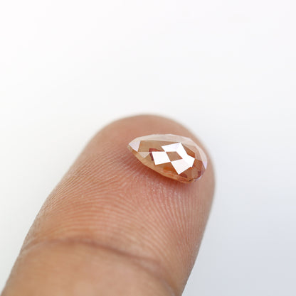 1.66 CT Fancy Pear Shape Peach Color Rustic Diamond | Unique Gem for Custom Engagement Ring | Bezel Set Design | Perfect Gift for Girlfriend