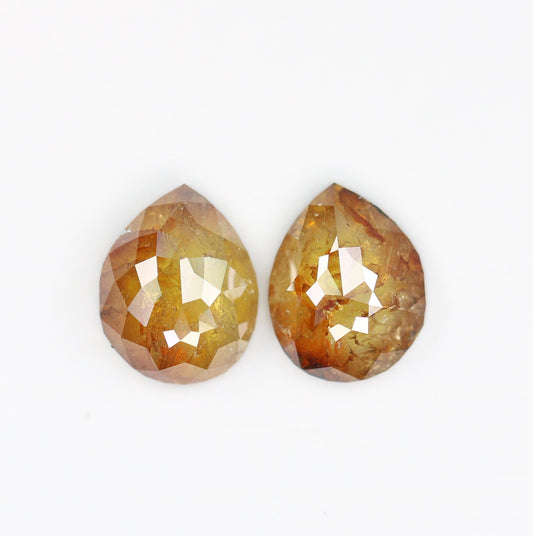 1.93 CT Pear Shape Yellow Color Rustic Diamond | Gem for Custom Wedding Ring | Pear Halo and Prong Set Design | Perfect Gift for Wife |