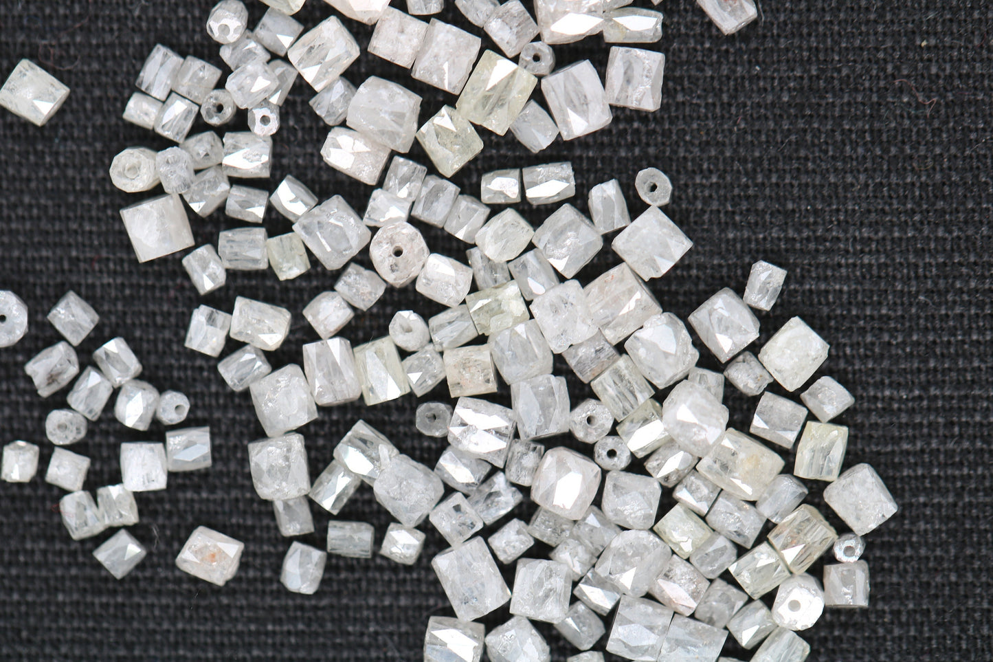Natural Loose Fancy White Diamond Beads – 1.50 to 3.10 MM, 20-Piece Lot, Elegant Pipe Beads for Necklaces, Jewelry Making