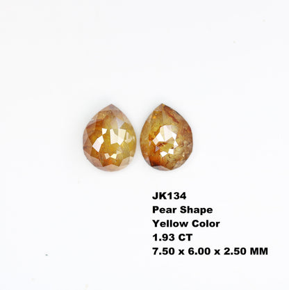 1.93 CT Pear Shape Yellow Color Rustic Diamond | Gem for Custom Wedding Ring | Pear Halo and Prong Set Design | Perfect Gift for Wife |