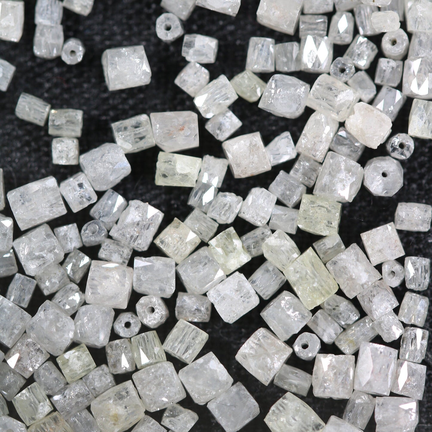 Natural Loose Fancy White Diamond Beads – 1.50 to 3.10 MM, 20-Piece Lot, Elegant Pipe Beads for Necklaces, Jewelry Making