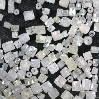 Natural Loose Fancy White Diamond Beads – 1.50 to 3.10 MM, 20-Piece Lot, Elegant Pipe Beads for Necklaces, Jewelry Making