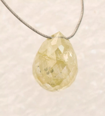 0.63 CT 5.20 MM Natural Light Yellow Loose Tear Drop Drilled Diamond Bead – Elegant Raw Diamond for Necklaces, Bracelets, Jewelry Making