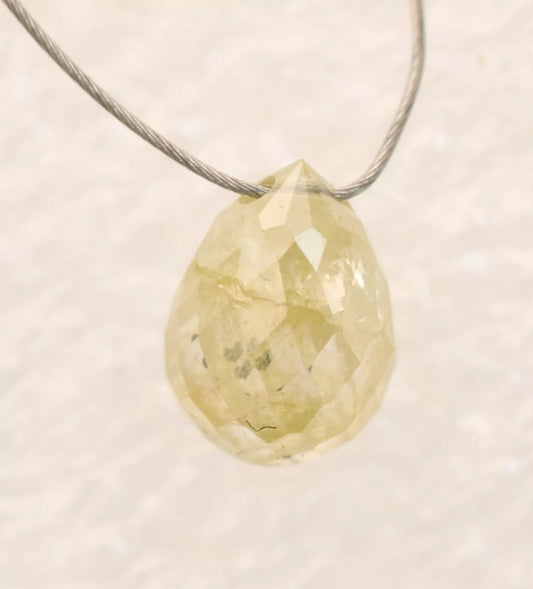 0.63 CT 5.20 MM Natural Light Yellow Loose Tear Drop Drilled Diamond Bead – Elegant Raw Diamond for Necklaces, Bracelets, Jewelry Making