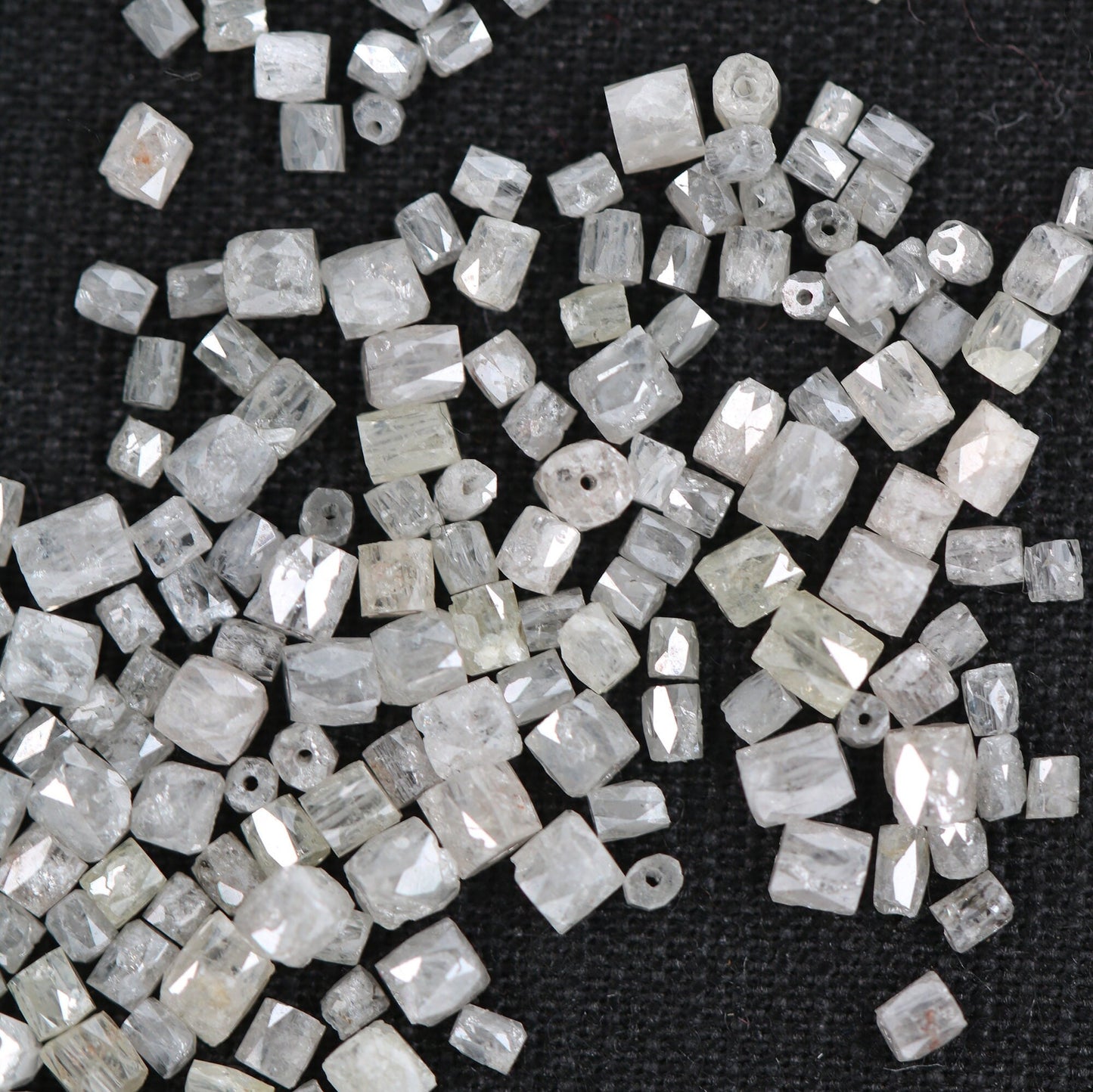 Natural Loose Fancy White Diamond Beads – 1.50 to 3.10 MM, 20-Piece Lot, Elegant Pipe Beads for Necklaces, Jewelry Making