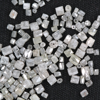 Natural Loose Fancy White Diamond Beads – 1.50 to 3.10 MM, 20-Piece Lot, Elegant Pipe Beads for Necklaces, Jewelry Making