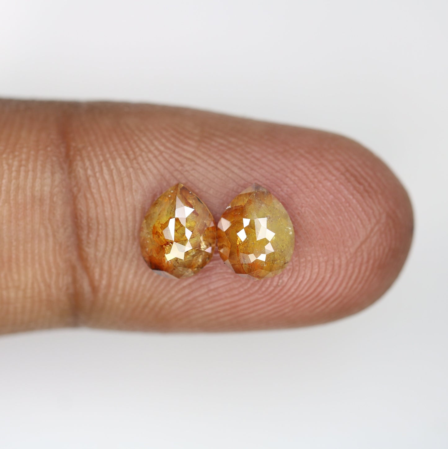 1.93 CT Pear Shape Yellow Color Rustic Diamond | Gem for Custom Wedding Ring | Pear Halo and Prong Set Design | Perfect Gift for Wife |
