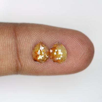 1.93 CT Pear Shape Yellow Color Rustic Diamond | Gem for Custom Wedding Ring | Pear Halo and Prong Set Design | Perfect Gift for Wife |