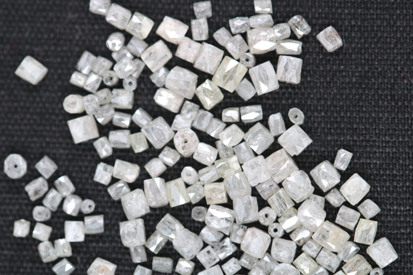 Natural Loose Fancy White Diamond Beads – 1.50 to 3.10 MM, 20-Piece Lot, Elegant Pipe Beads for Necklaces, Jewelry Making